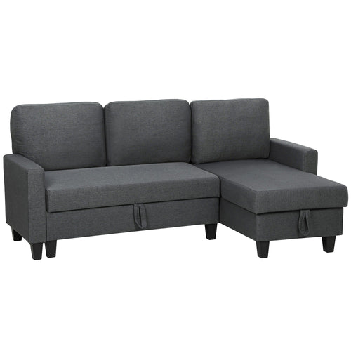HOMCOM Three-Seater Storage Sofa Bed - Charcoal Grey