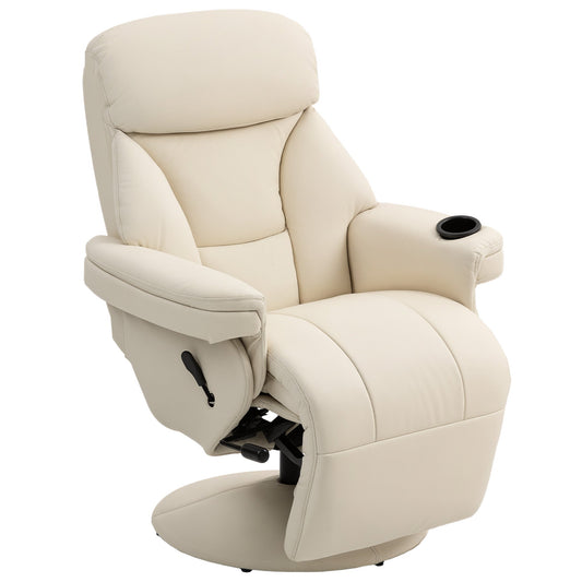 HOMCOM Manual Recliner Chair With Footrest And Adjustable Backrest Cup Holder For Living Room And Bedroom Comfort