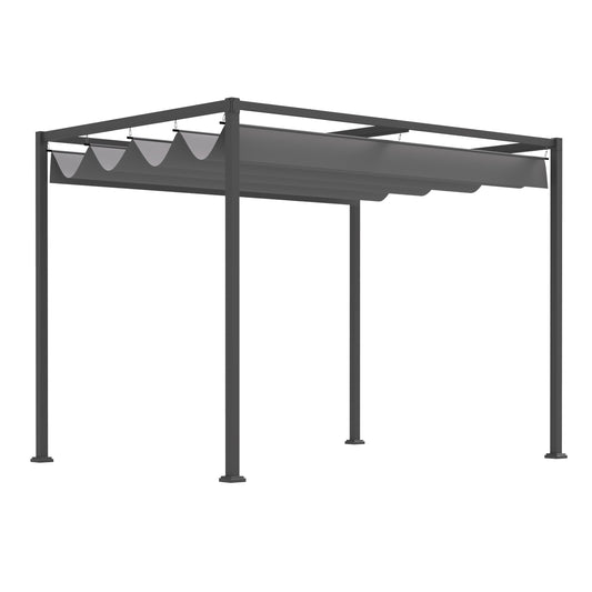 Outsunny Outdoor Pergola 3x2m With Retractable Roof For Garden And Patio Metal Gazebo Shelter With Drainage Holes