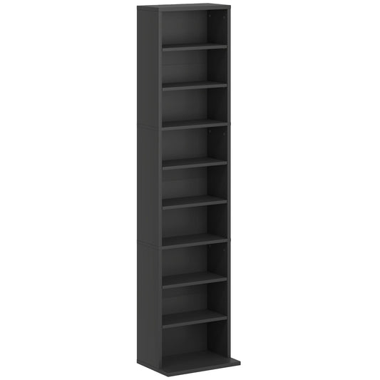 HOMCOM 260 CD Storage Unit Narrow Black For Home Media Rooms Holds Up To 260 CDs Or 120 DVDs With 6 Adjustable Shelves
