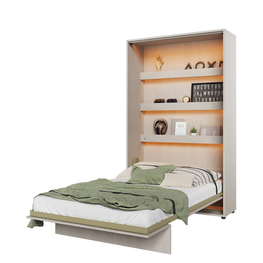 Concept Junior Vertical Wall Bed 120cm Space Saving With Free Over Bed Cabinet For Small Spaces