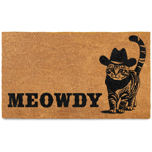 Meowdy Cat Doormat 30x17 Inch Coir Traps Dirt Durable Outdoor Mat For Cat Lovers