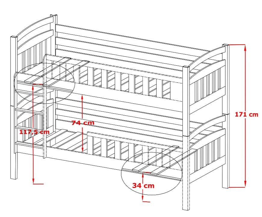 Woking Wooden Bunk Bed Sebus with Storage