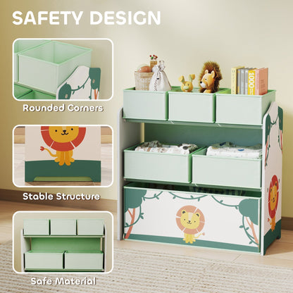 AIYAPLAY 3 Tier Kids Toy Storage Shelf With 6 Removable Boxes