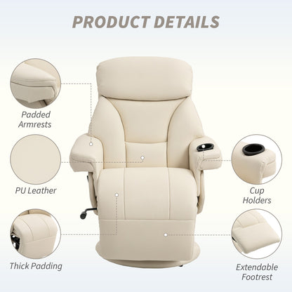 HOMCOM Manual Recliner Chair With Footrest And Adjustable Backrest Cup Holder For Living Room And Bedroom Comfort