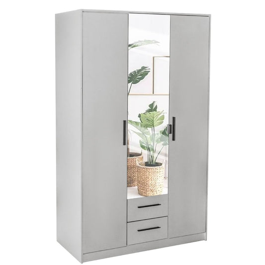 WINSTEAD 3 Door Mirrored Wardrobe Matt White 120cm